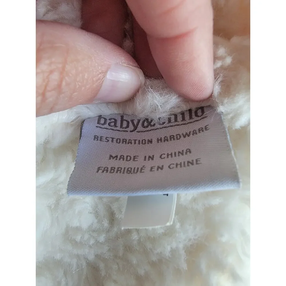 Restoration Hardware Baby & Child Beige Stripe Plush Bear Security Blanket Lovey